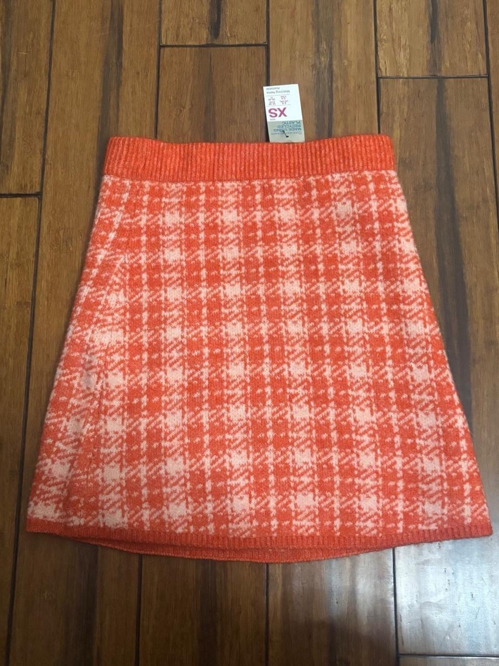 white and orange plaid mini skirt - primark